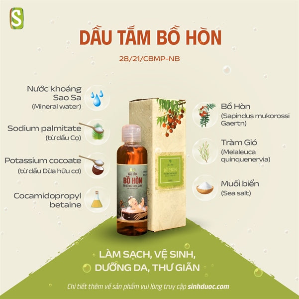 Dầu tắm Bồ Hòn - Soapberry shower oil 100ml - 500ml