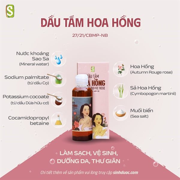 Dầu tắm Hoa Hồng - Rose shower oil 100ml - 500ml