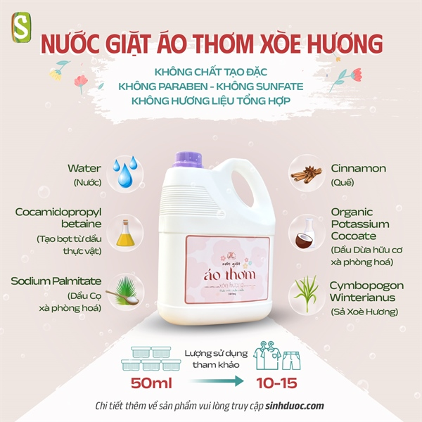 Nước giặt áo thơm - Xòe hương 3,8 lít